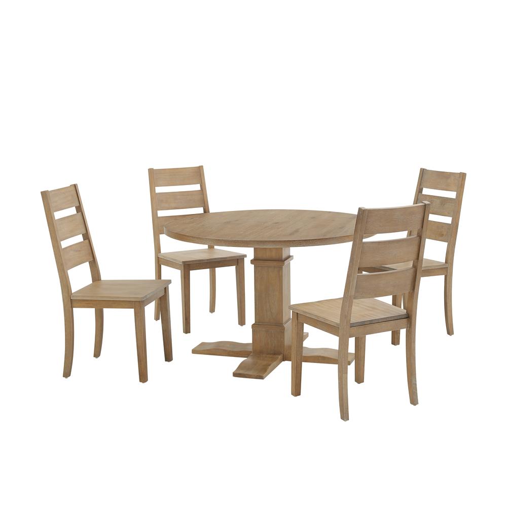 Joanna 5Pc Round Dining Set Rustic Brown - Round Table & 4 Ladder Back Chairs. Picture 3