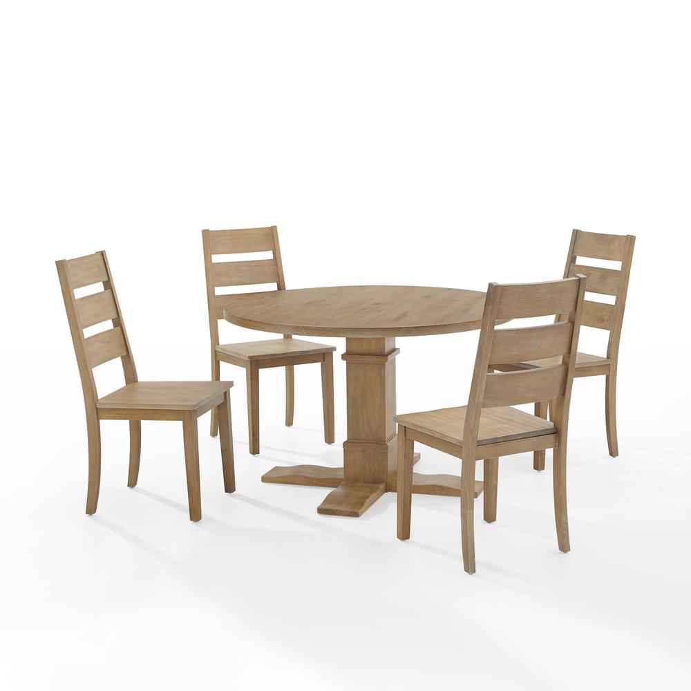Joanna 5Pc Round Dining Set Rustic Brown - Round Table & 4 Ladder Back Chairs. Picture 5