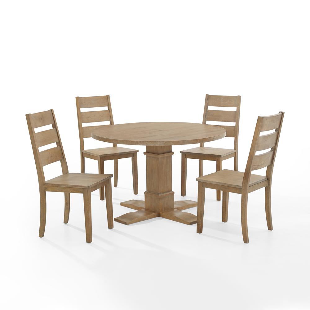 Joanna 5Pc Round Dining Set Rustic Brown - Round Table & 4 Ladder Back Chairs. Picture 6