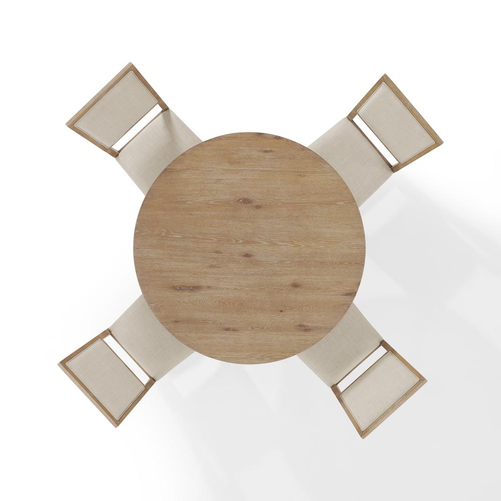 Joanna 5Pc Round Dining Set Rustic Brown /Creme - Round Table & 4 Upholstered Back Chairs. Picture 8