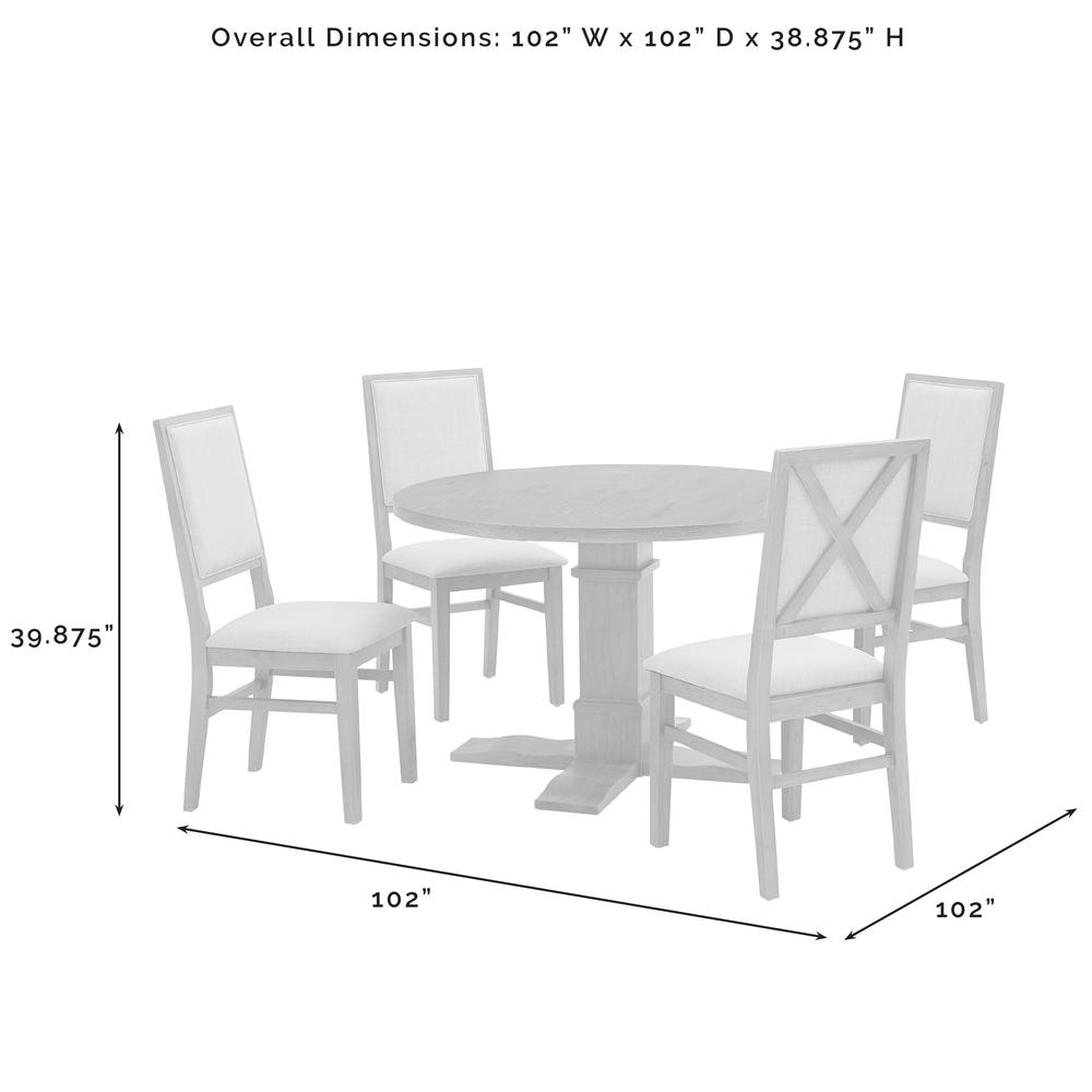 Joanna 5Pc Round Dining Set Rustic Brown /Creme - Round Table & 4 Upholstered Back Chairs. Picture 9
