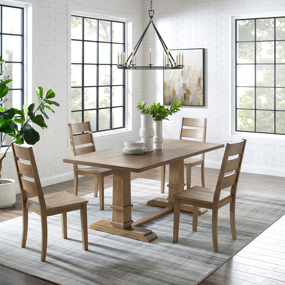 Joanna 5Pc Dining Set Rustic Brown - Table & 4 Ladder Back Chairs. Picture 2