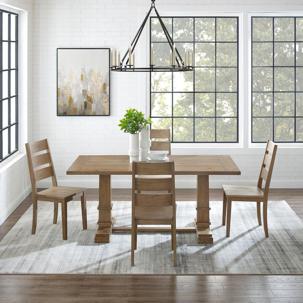 Joanna 5Pc Dining Set Rustic Brown - Table & 4 Ladder Back Chairs. Picture 3
