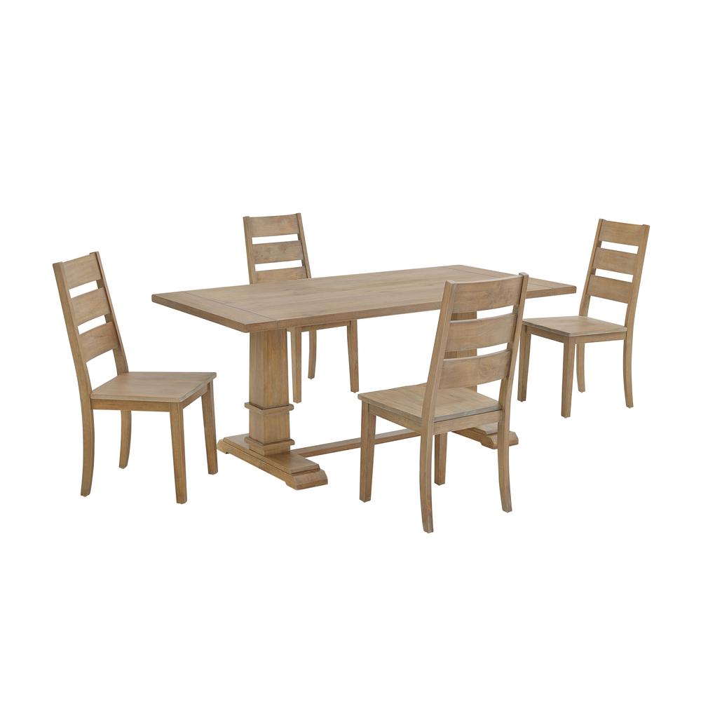 Joanna 5Pc Dining Set Rustic Brown - Table & 4 Ladder Back Chairs. Picture 4