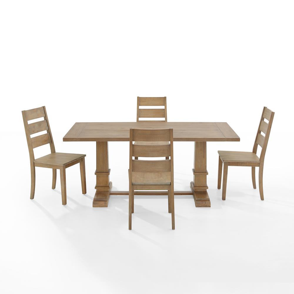 Joanna 5Pc Dining Set Rustic Brown - Table & 4 Ladder Back Chairs. Picture 7