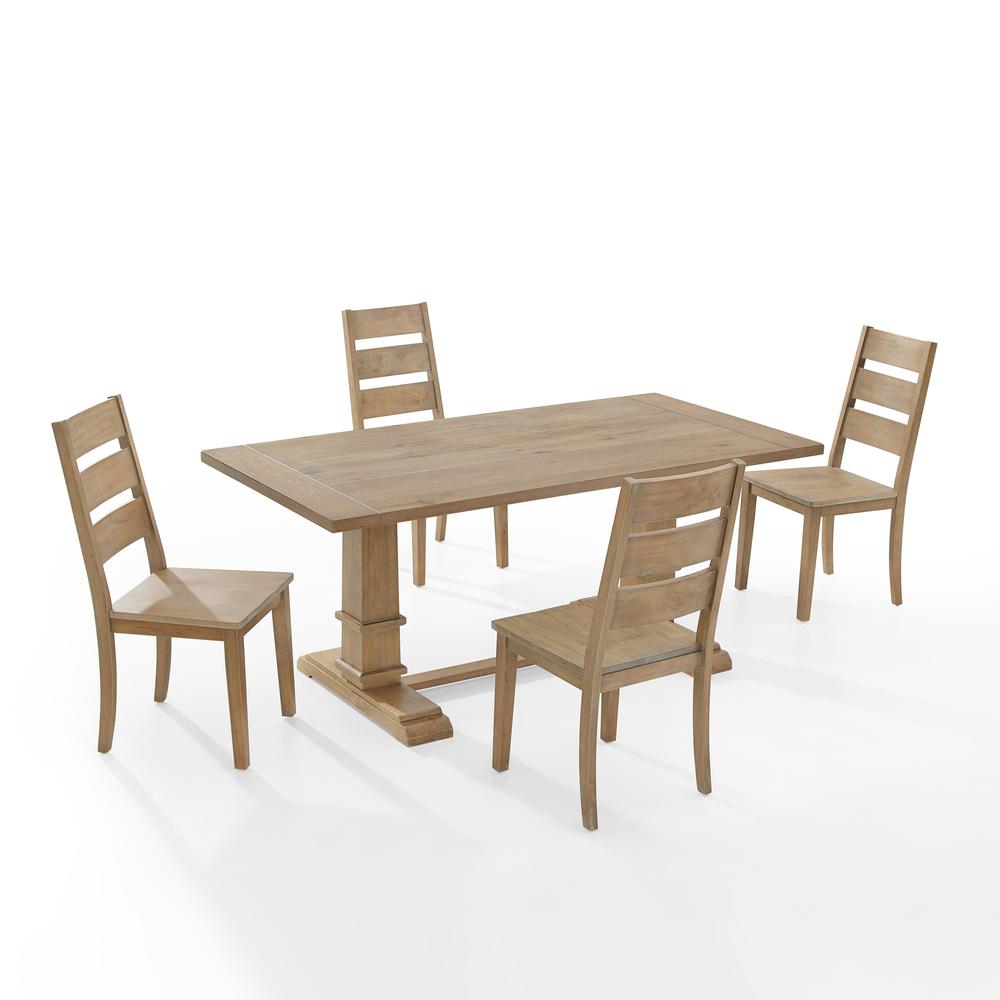 Joanna 5Pc Dining Set Rustic Brown - Table & 4 Ladder Back Chairs. Picture 1