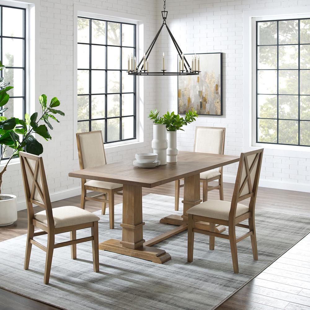 Joanna 5Pc Dining Set Rustic Brown /Creme - Table & 4 Upholstered Back Chairs. Picture 2