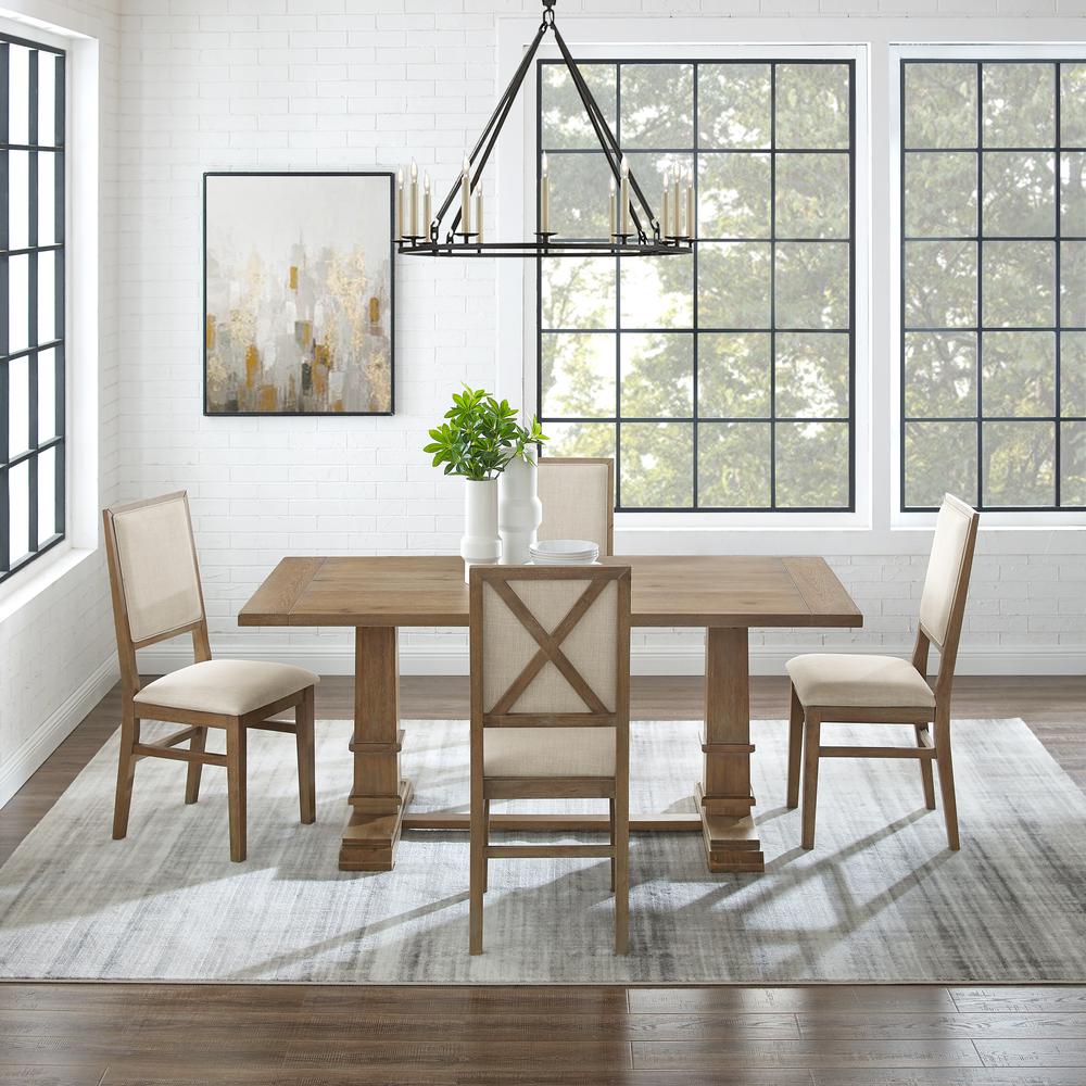 Joanna 5Pc Dining Set Rustic Brown /Creme - Table & 4 Upholstered Back Chairs. Picture 3