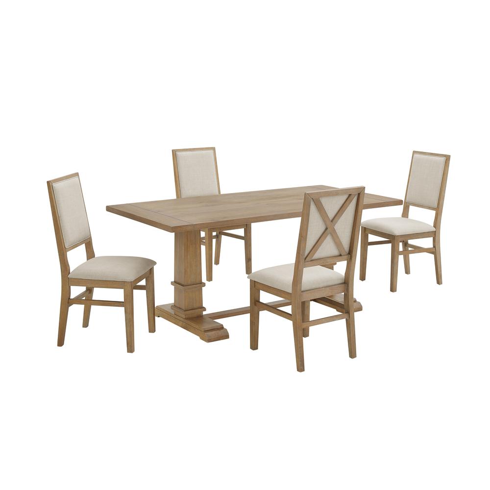 Joanna 5Pc Dining Set Rustic Brown /Creme - Table & 4 Upholstered Back Chairs. Picture 4
