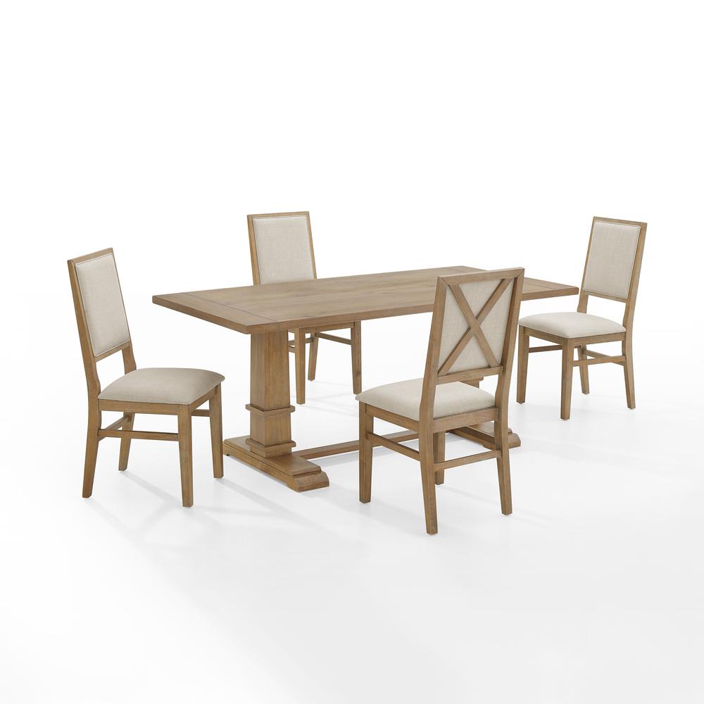 Joanna 5Pc Dining Set Rustic Brown /Creme - Table & 4 Upholstered Back Chairs. Picture 7