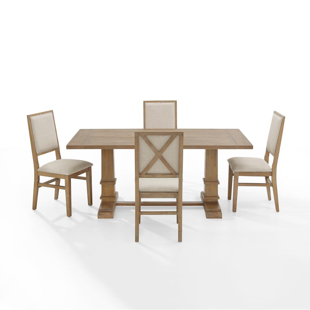 Joanna 5Pc Dining Set Rustic Brown /Creme - Table & 4 Upholstered Back Chairs. Picture 8