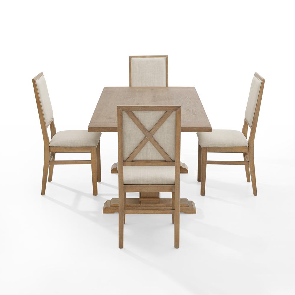 Joanna 5Pc Dining Set Rustic Brown /Creme - Table & 4 Upholstered Back Chairs. Picture 9