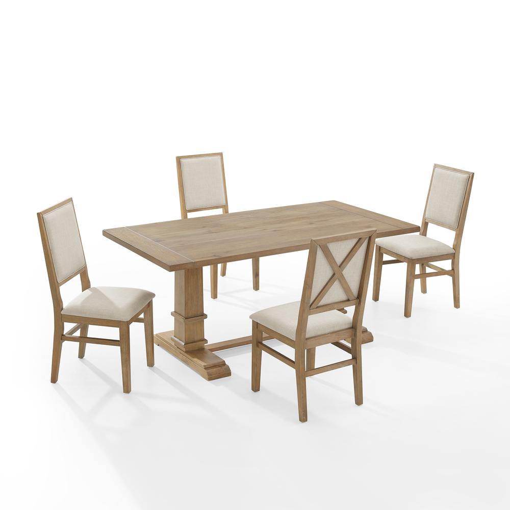 Joanna 5Pc Dining Set Rustic Brown /Creme - Table & 4 Upholstered Back Chairs. Picture 1