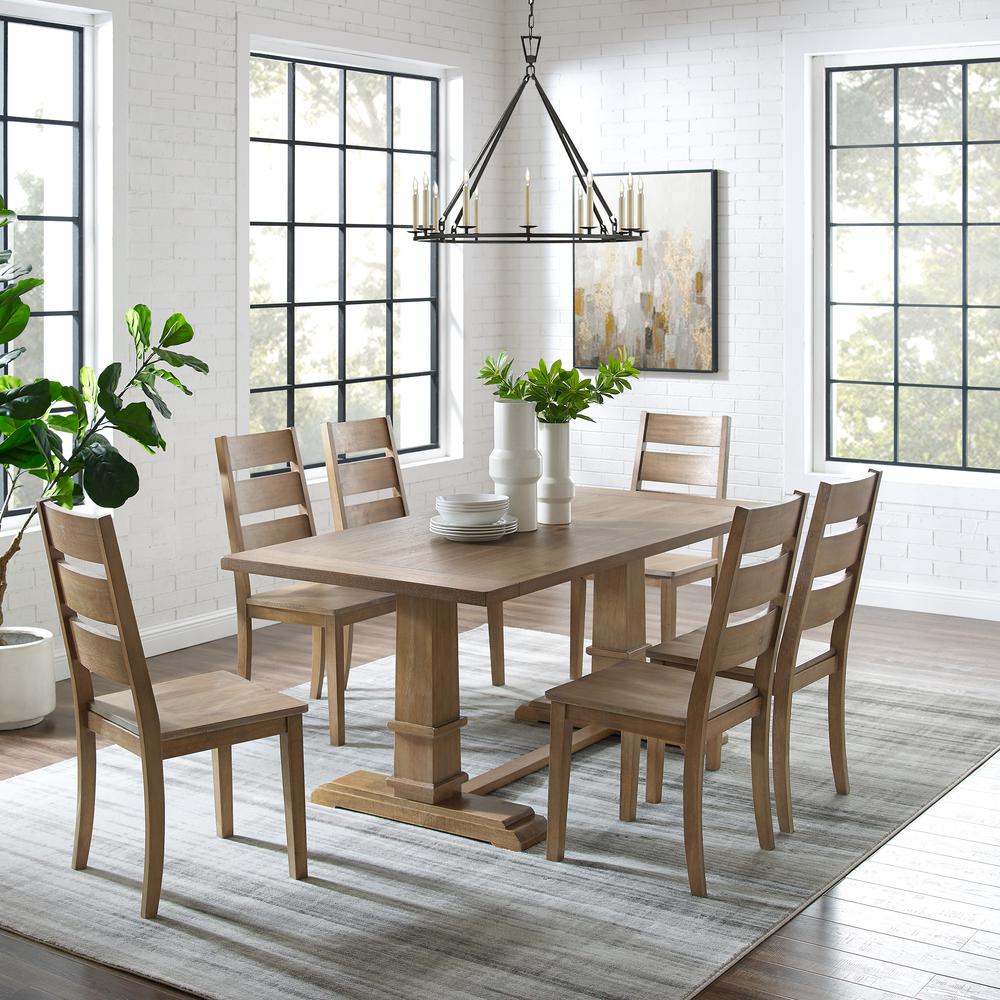 Joanna 7Pc Dining Set Rustic Brown - Table & 6 Ladder Back Chairs. Picture 2