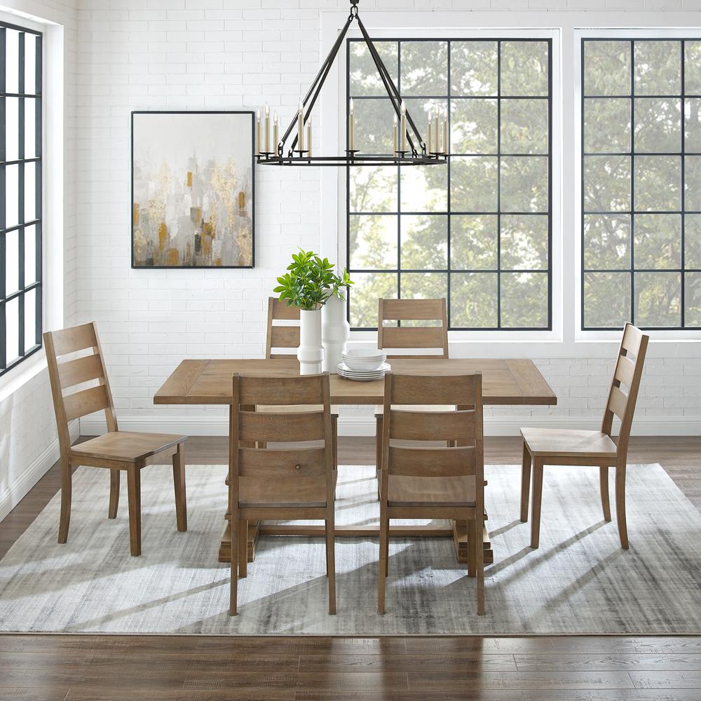 Joanna 7Pc Dining Set Rustic Brown - Table & 6 Ladder Back Chairs. Picture 3