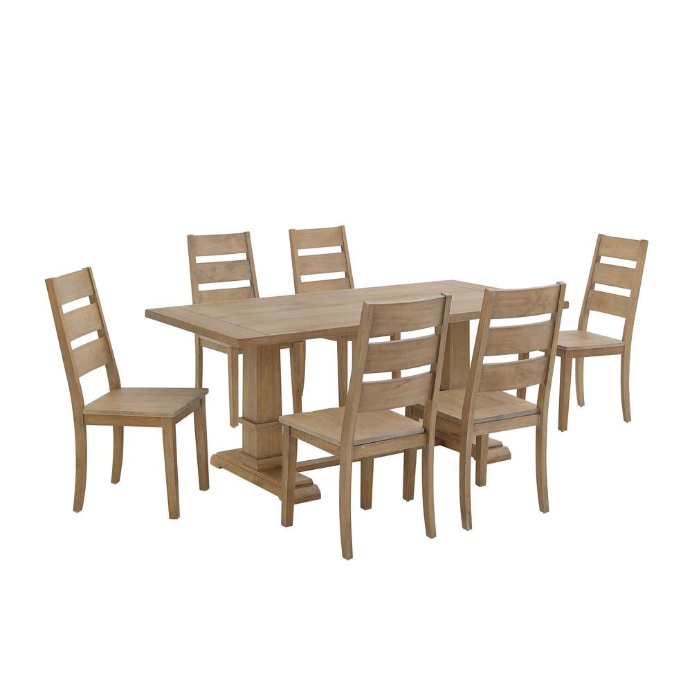 Joanna 7Pc Dining Set Rustic Brown - Table & 6 Ladder Back Chairs. Picture 4
