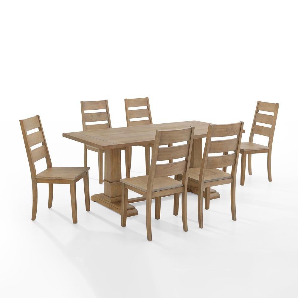 Joanna 7Pc Dining Set Rustic Brown - Table & 6 Ladder Back Chairs. Picture 6