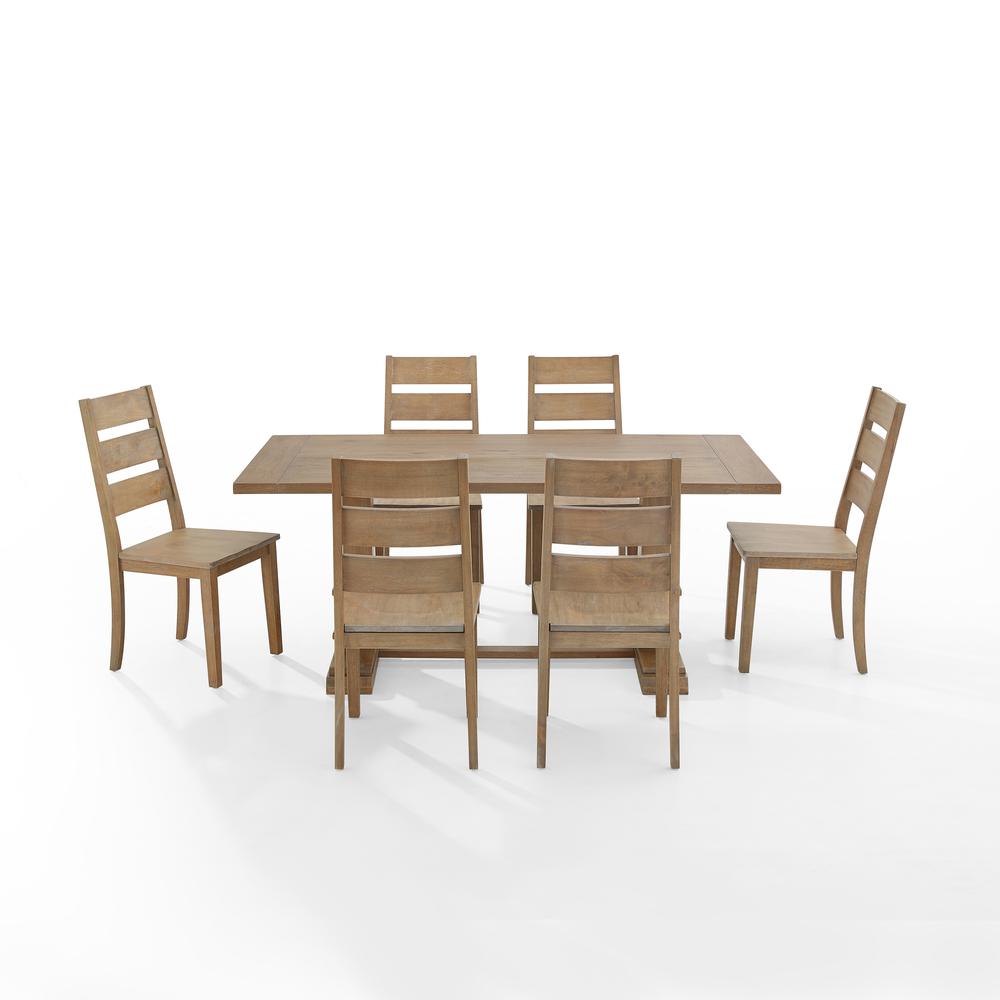 Joanna 7Pc Dining Set Rustic Brown - Table & 6 Ladder Back Chairs. Picture 7