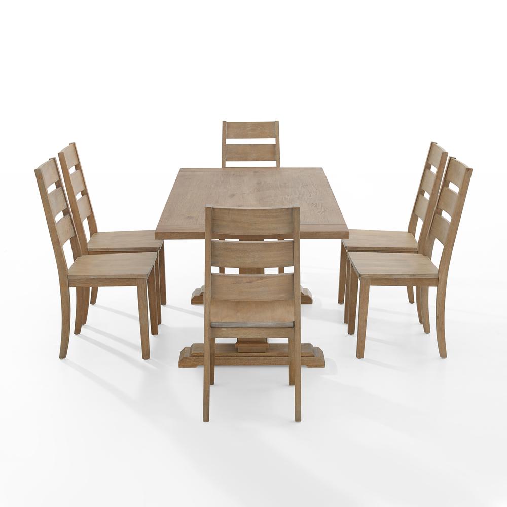 Joanna 7Pc Dining Set Rustic Brown - Table & 6 Ladder Back Chairs. Picture 8