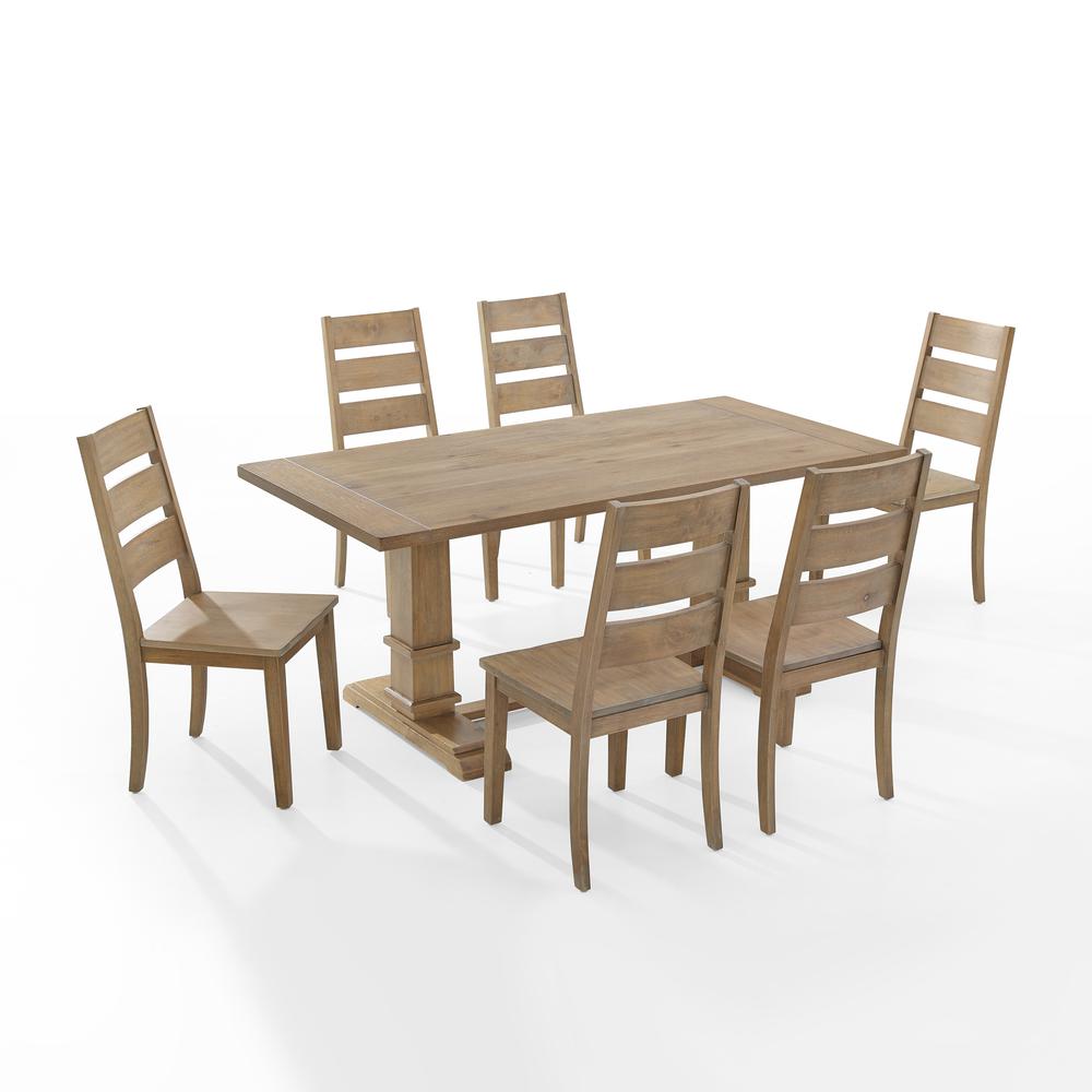 Joanna 7Pc Dining Set Rustic Brown - Table & 6 Ladder Back Chairs. Picture 1