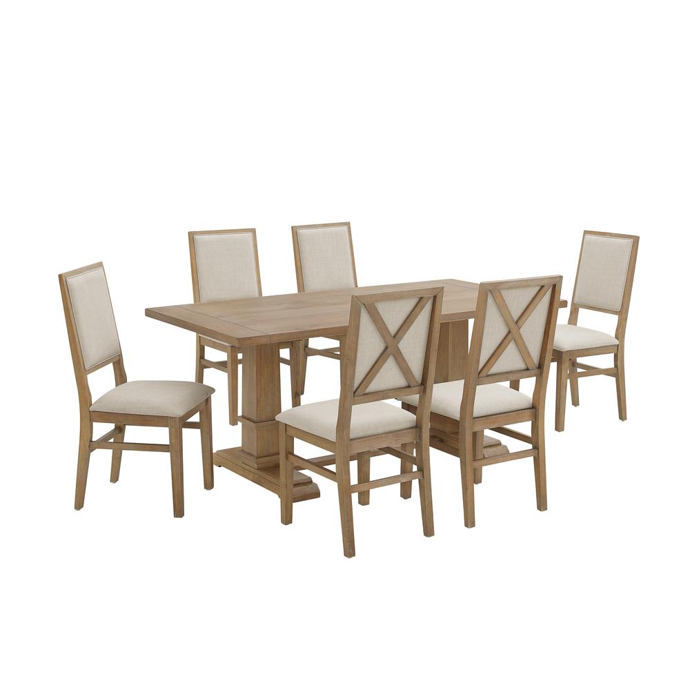 Joanna 7Pc Dining Set Rustic Brown /Creme - Table & 6 Upholstered Back Chairs. Picture 4