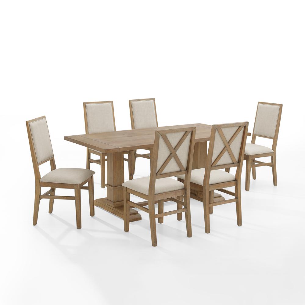 Joanna 7Pc Dining Set Rustic Brown /Creme - Table & 6 Upholstered Back Chairs. Picture 7