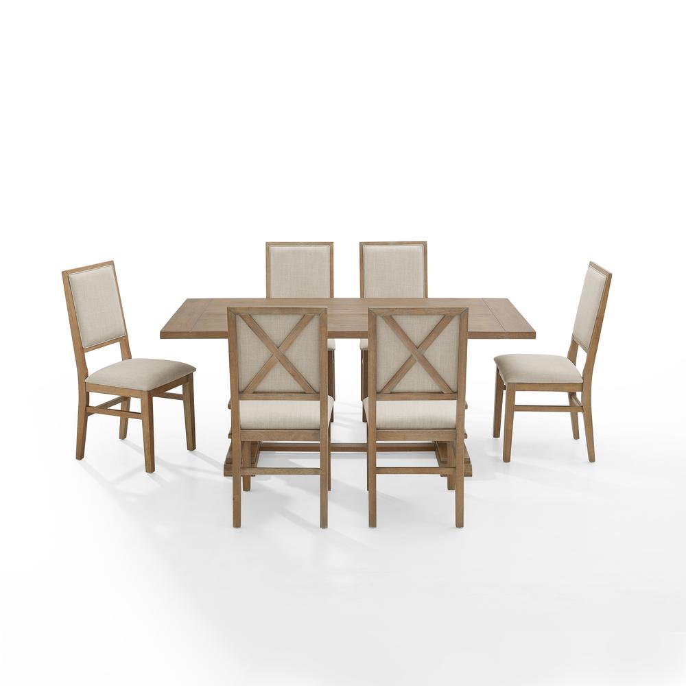 Joanna 7Pc Dining Set Rustic Brown /Creme - Table & 6 Upholstered Back Chairs. Picture 8