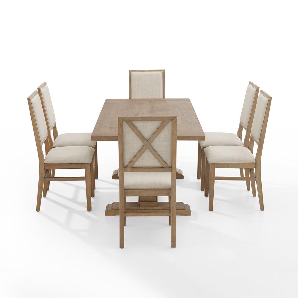 Joanna 7Pc Dining Set Rustic Brown /Creme - Table & 6 Upholstered Back Chairs. Picture 9
