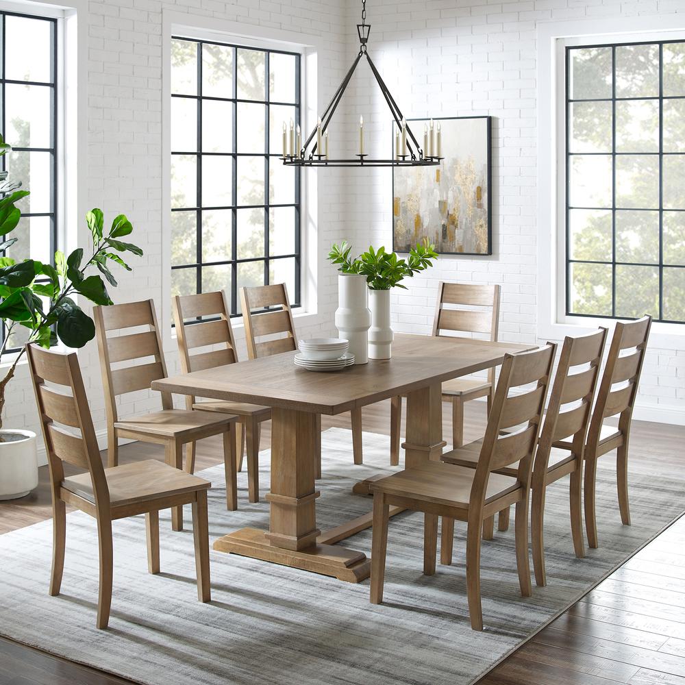 Joanna 9Pc Dining Set Rustic Brown - Table & 8 Ladder Back Chairs. Picture 2