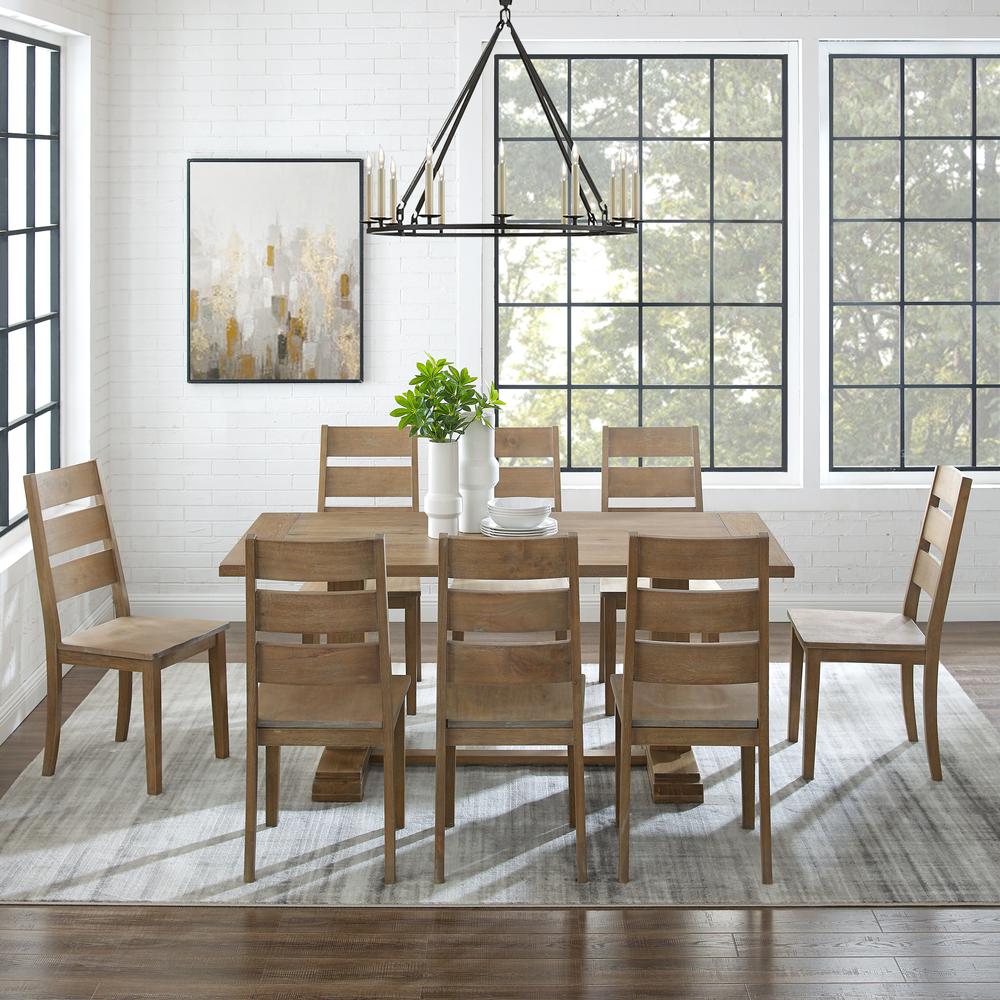 Joanna 9Pc Dining Set Rustic Brown - Table & 8 Ladder Back Chairs. Picture 3