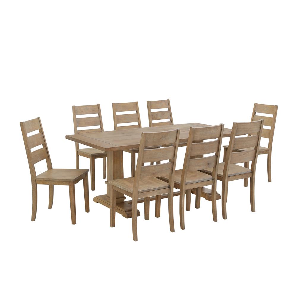 Joanna 9Pc Dining Set Rustic Brown - Table & 8 Ladder Back Chairs. Picture 4