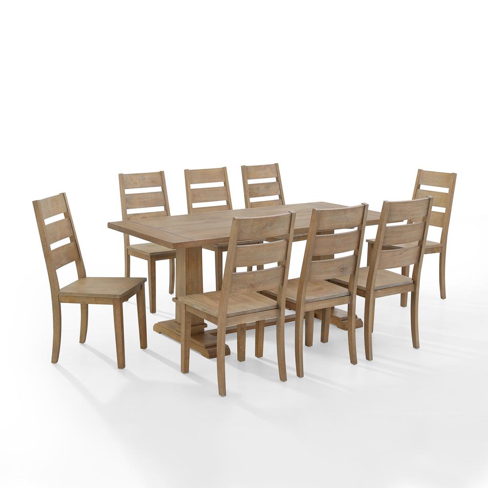 Joanna 9Pc Dining Set Rustic Brown - Table & 8 Ladder Back Chairs. Picture 6