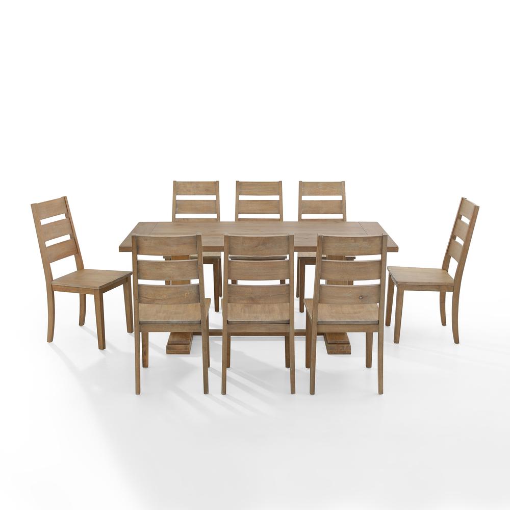 Joanna 9Pc Dining Set Rustic Brown - Table & 8 Ladder Back Chairs. Picture 7