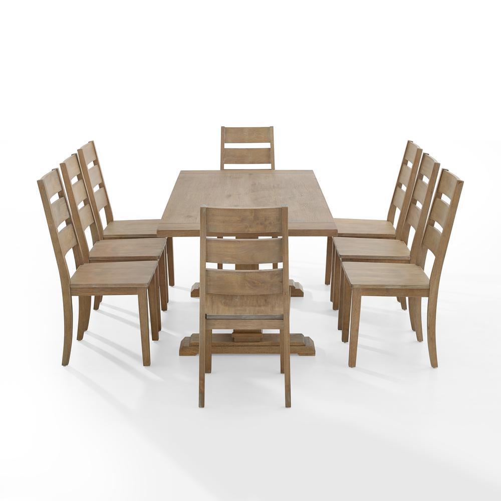 Joanna 9Pc Dining Set Rustic Brown - Table & 8 Ladder Back Chairs. Picture 8