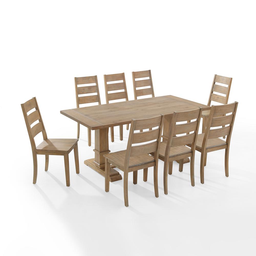 Joanna 9Pc Dining Set Rustic Brown - Table & 8 Ladder Back Chairs. Picture 1