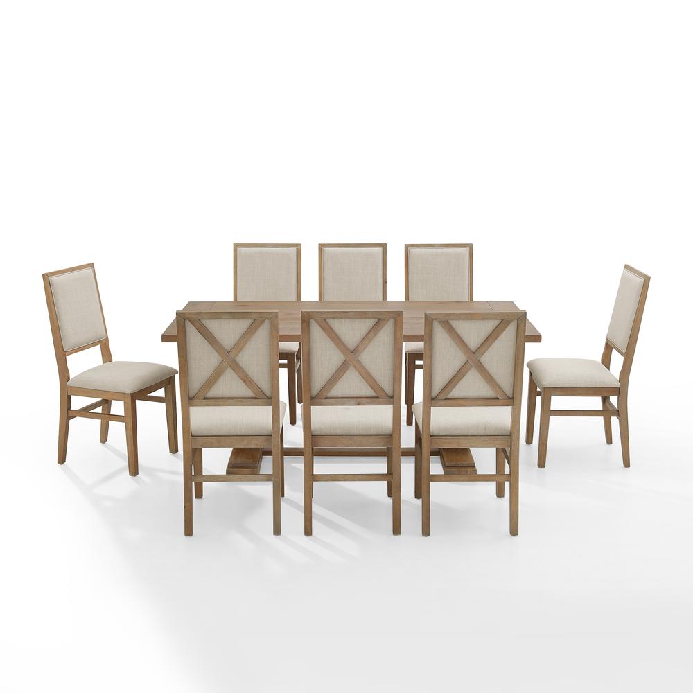 Joanna 9Pc Dining Set Rustic Brown /Creme - Table & 8 Upholstered Back Chairs. Picture 8