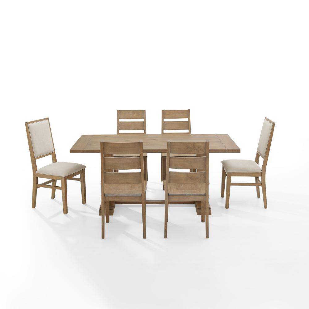 Joanna 7Pc Dining Set Rustic Brown /Creme - Table, 4 Ladder Back Chairs, & 2 Upholstered Back Chairs. Picture 8