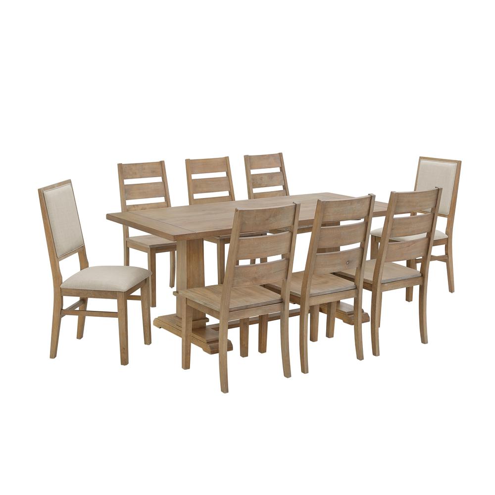 Joanna 9Pc Dining Set Rustic Brown /Creme - Table, 6 Ladder Back Chairs, & 2 Upholstered Back Chairs. Picture 4