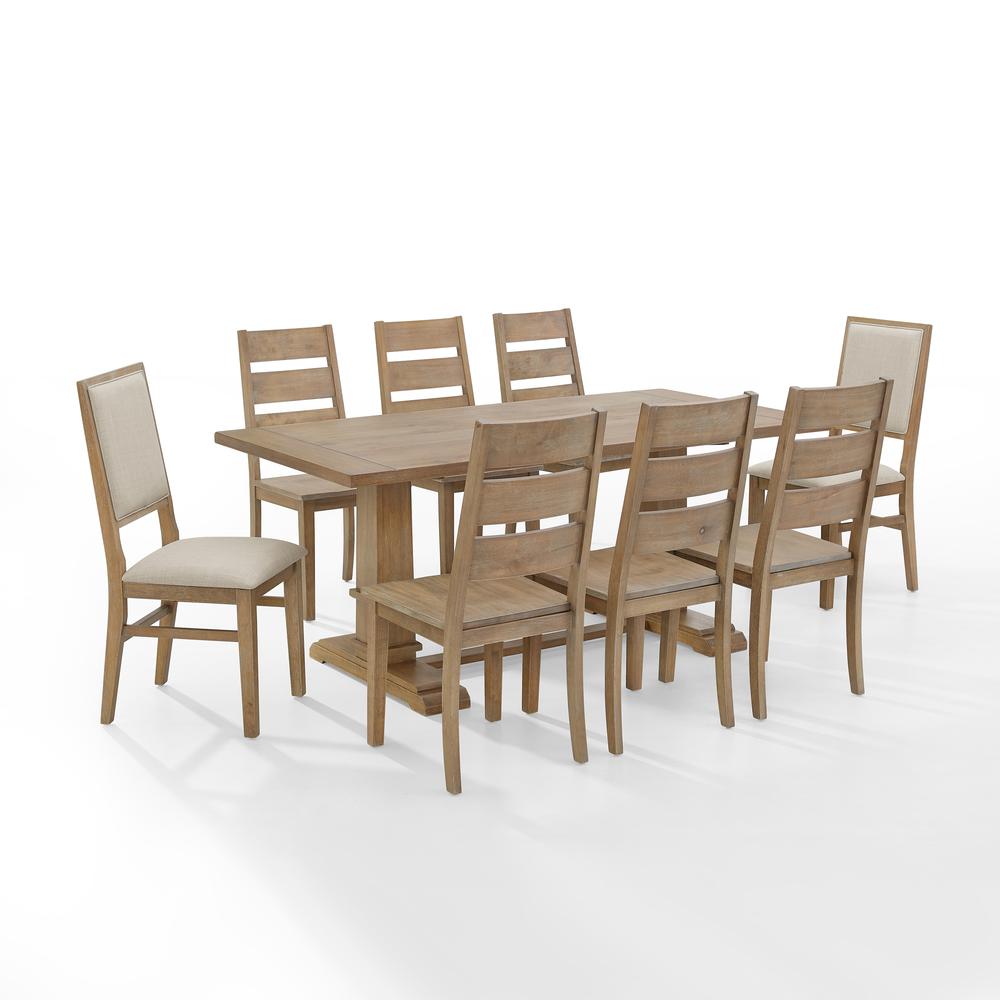 Joanna 9Pc Dining Set Rustic Brown /Creme - Table, 6 Ladder Back Chairs, & 2 Upholstered Back Chairs. Picture 7