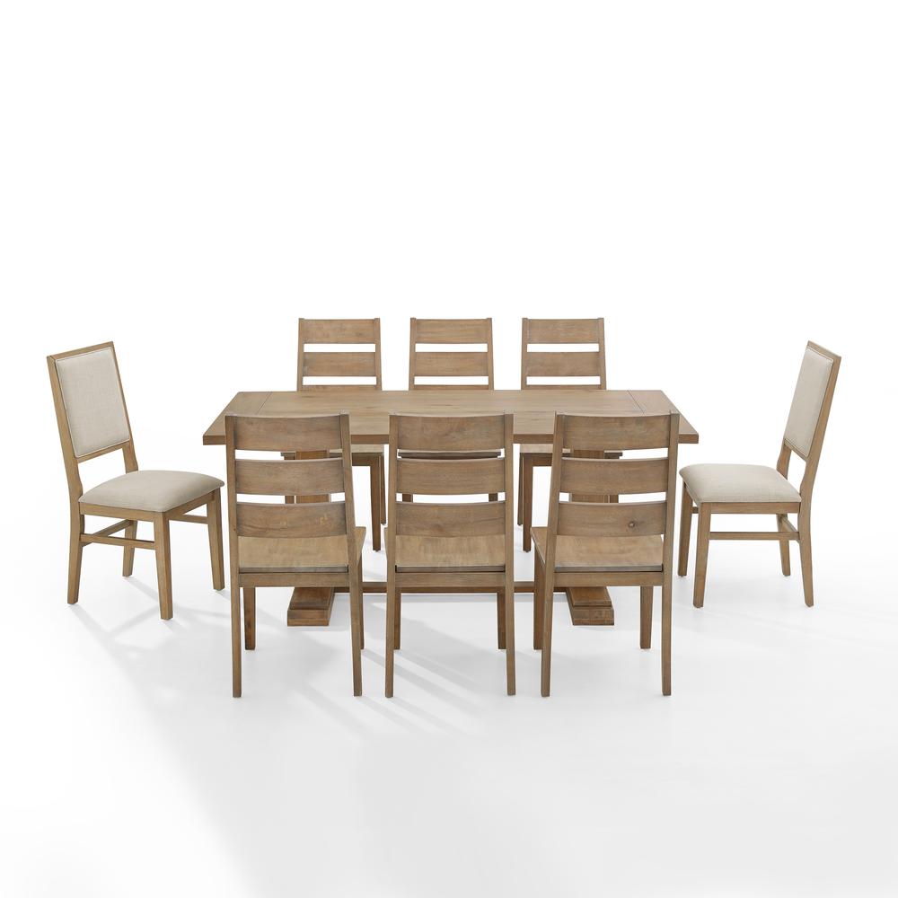 Joanna 9Pc Dining Set Rustic Brown /Creme - Table, 6 Ladder Back Chairs, & 2 Upholstered Back Chairs. Picture 8