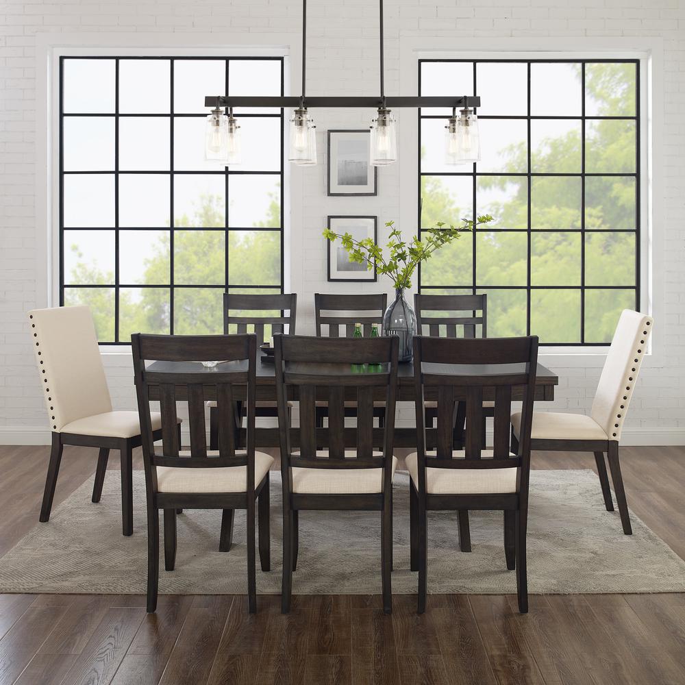 Hayden 9Pc Dining Set Slate/Cream - Table, 6 Slat Back Chairs, & 2 Upholstered Chairs. Picture 2