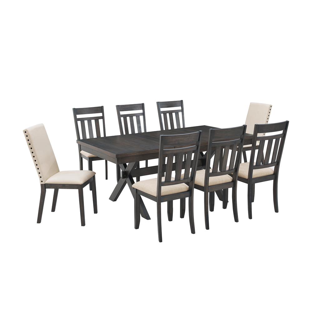 Hayden 9Pc Dining Set Slate/Cream - Table, 6 Slat Back Chairs, & 2 Upholstered Chairs. Picture 3