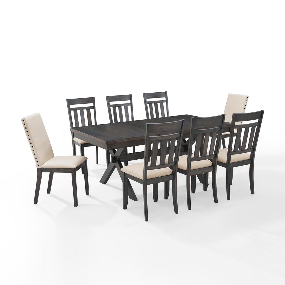 Hayden 9Pc Dining Set Slate/Cream - Table, 6 Slat Back Chairs, & 2 Upholstered Chairs. Picture 6