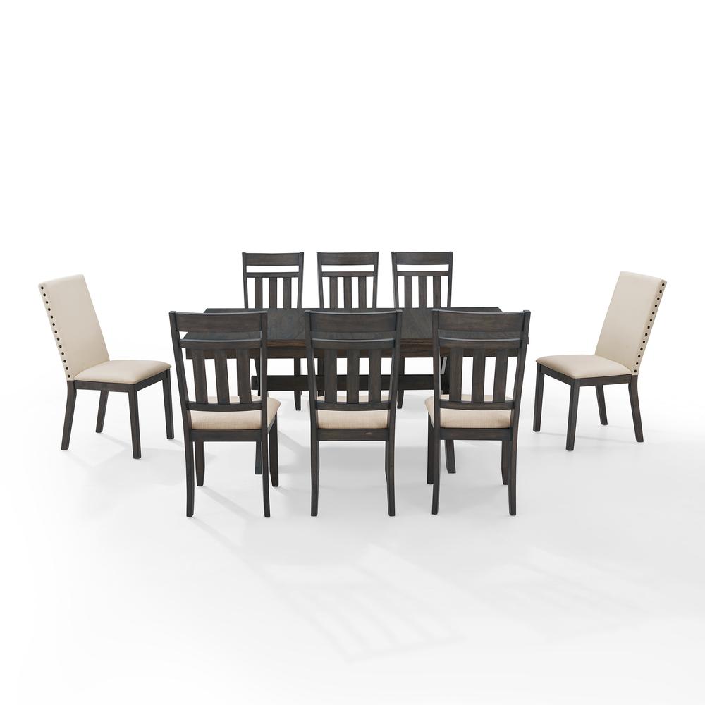 Hayden 9Pc Dining Set Slate/Cream - Table, 6 Slat Back Chairs, & 2 Upholstered Chairs. Picture 7