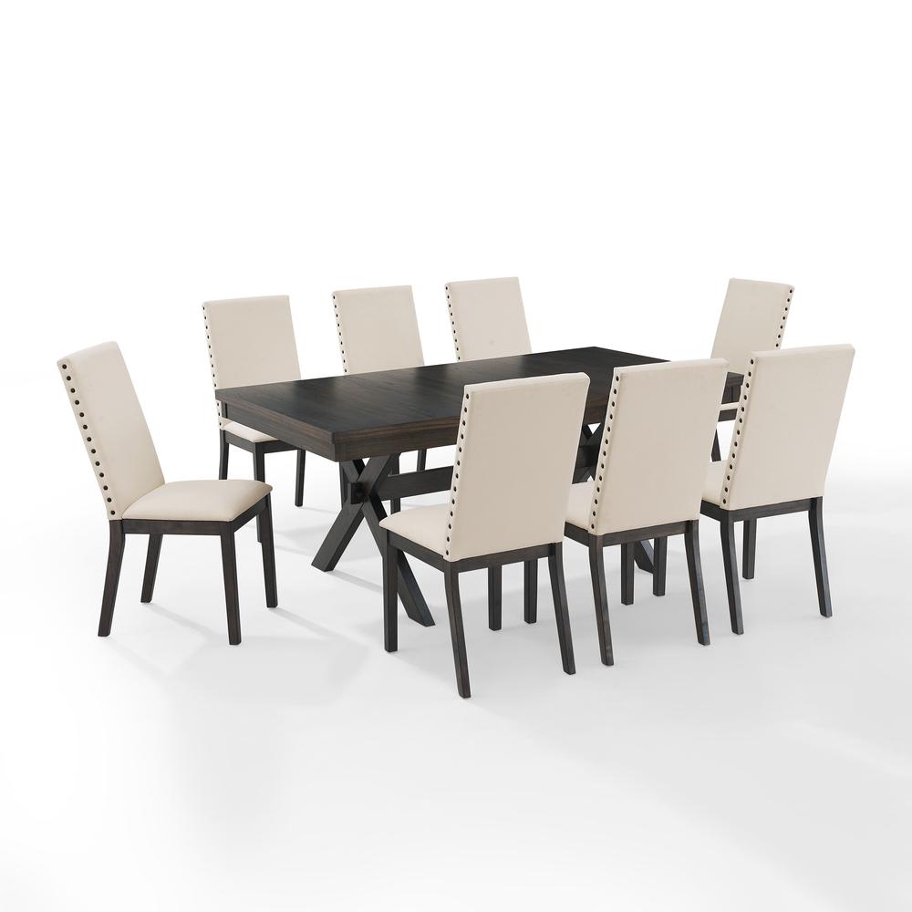 Hayden 9Pc Dining Set Slate/Cream - Table & 8 Upholstered Chairs. Picture 6