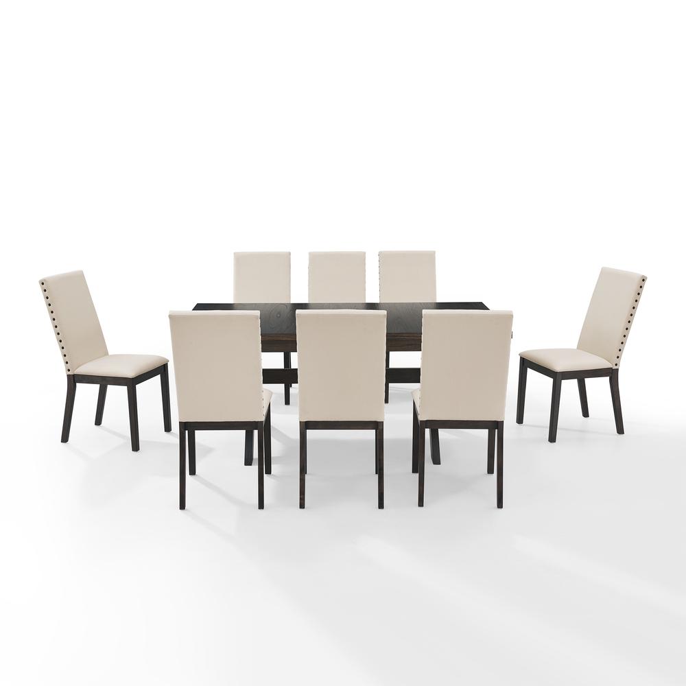 Hayden 9Pc Dining Set Slate/Cream - Table & 8 Upholstered Chairs. Picture 7