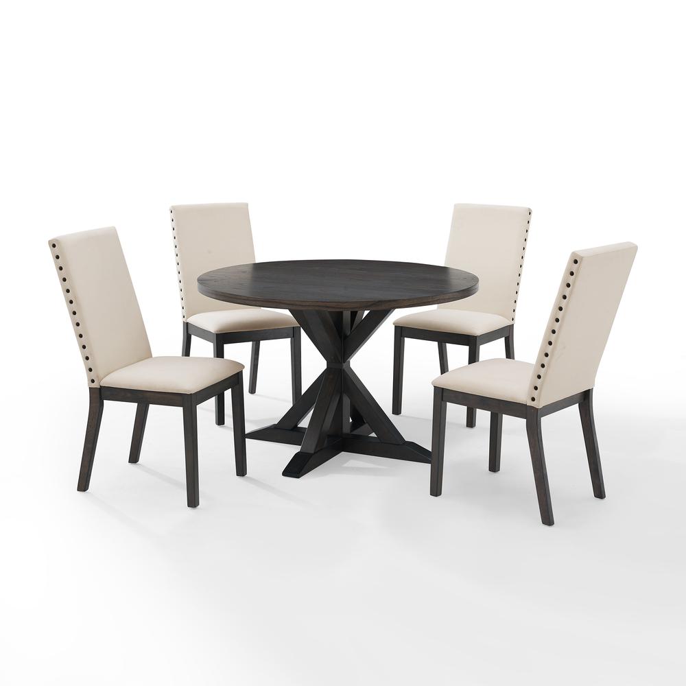 Hayden 5Pc Round Dining Set Slate/Cream - Table & 4 Upholstered Chairs. Picture 5