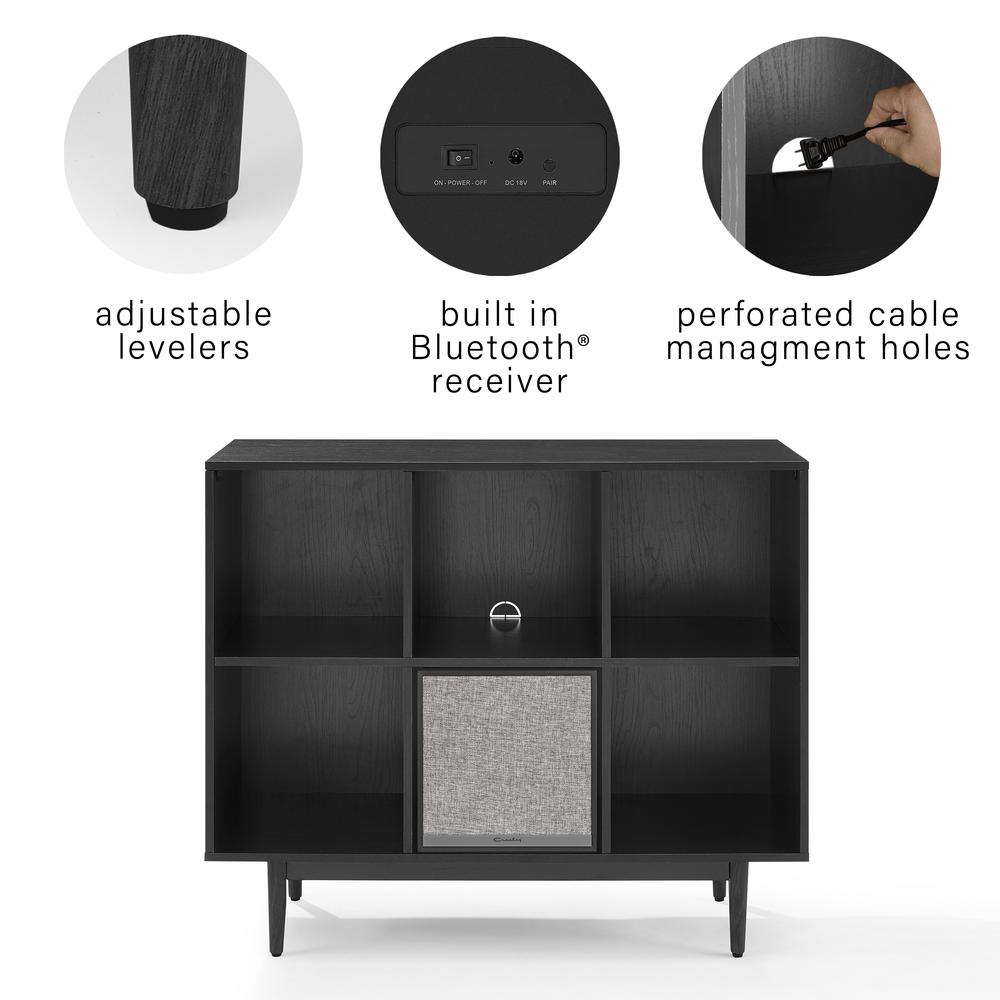 Liam 6 Cube Record Storage Bookcase With Speaker Black - Bookcase & Speaker. Picture 6