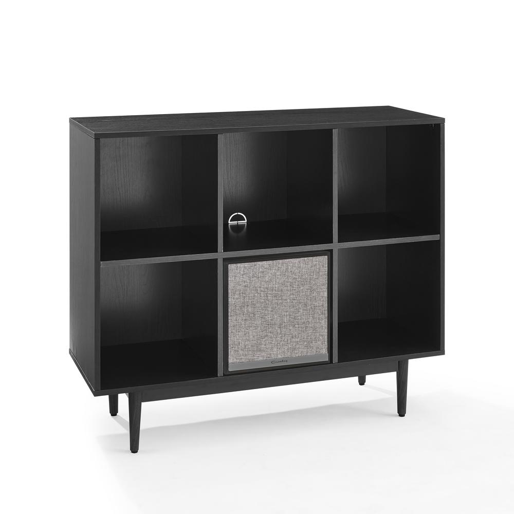 Liam 6 Cube Record Storage Bookcase With Speaker Black - Bookcase & Speaker. Picture 1