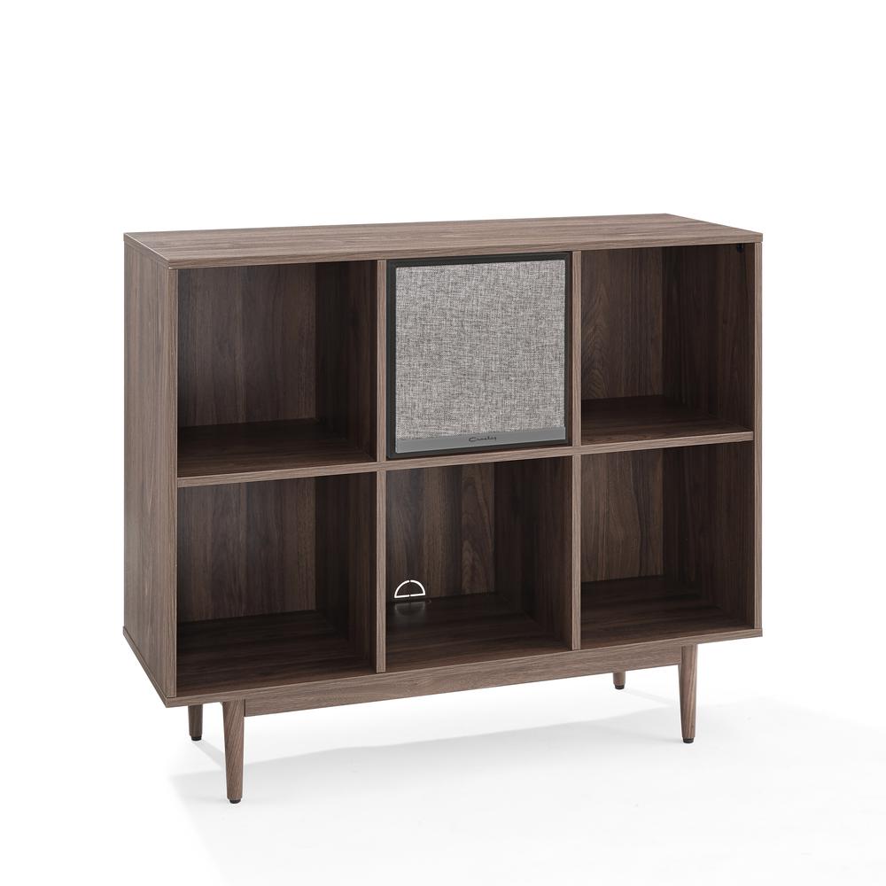 Liam 6 Cube Record Storage Bookcase With Speaker Walnut/Black - Bookcase & Speaker. Picture 2